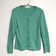 ef-de ミントグリーン 長袖カーディガン　9 アンゴラ混