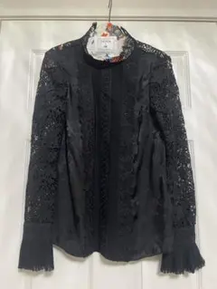 新品　ERDEM×H&M 36 黒 レース シャツ・ブラウス 花柄襟 長袖