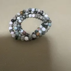 最終値下げ天然石モスアゲイト3連ブレスレット兼用ネックレス　7ミリ、新品