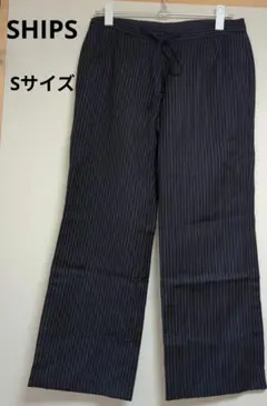 SHIPS　ネイビーストライプ ワイドパンツ Sサイズ