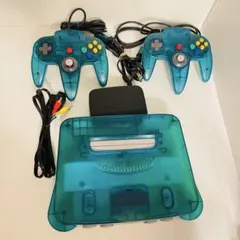 NINTENDO64 クリアブルー 本体 コントローラー2個付き 動作確認済み