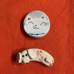 猫と犬のデザイン 陶器製箸置き
