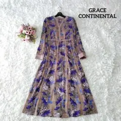 【美品♡総刺繍】グレースコンチネンタル　フラワーライン刺繍ワンピース