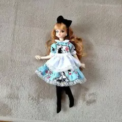 22cmドール服　アウトフィット　アリス柄ワンピースセット
