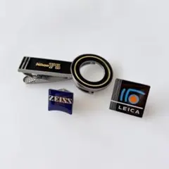 LEICA、ZEISSのピンバッチとNikon ルーペ付きタイピン 　3点セットのサムネイル