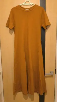 GU カットソーフレアワンピース オレンジ M