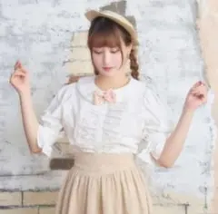 しまむら　愛野えり　マノンローズ　シャーリング　ブラウス　白　LL　ロリィタ