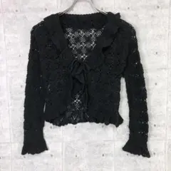 レトロ ロマンティック 古着 フロントリボン フリル クロシェ編み ボレロのサムネイル