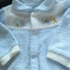 ファミリア　水色 フリースロンパース 動物刺繍