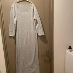 グレー 長袖 ロングワンピース カットソー
