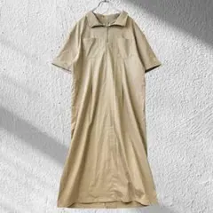 新品☆ジャバ JaVa ハーフジップ カットソーワンピース 襟付き 半袖XL