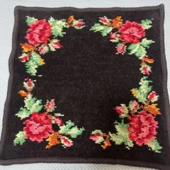 フェイラー (FEILER) タオルハンカチ花柄　ブラック