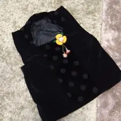 handmade❗️七五三 3歳 ベロア生地被布 黒地水玉 ベロア花胸飾り付き 