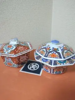 古伊万里　金魚　梅　波　八角鉢 古伊万里 金魚 梅 波 八角鉢