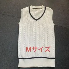 お値下げ　ホワイト ケーブル編み Vネック
