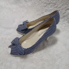 JILL STUART ストライプオープントゥハイヒール