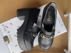 Zipper ブラック 厚底 ローファー ヒール付き M sizeのサムネイル