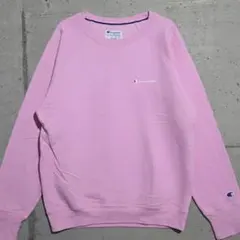 【希少カラー】チャンピオン スウェット トレーナー L ピンク 刺繍ロゴ 裏起毛