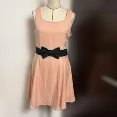 夢展望　ピンク ノースリーブ ワンピース リボン付きのサムネイル