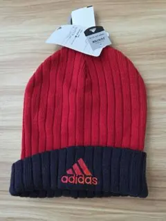 adidas ニット帽 赤/紺