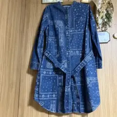 美品 NANEA & COMPANY ナネア デニムバンダナ柄ワンピース F