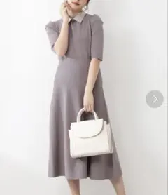 プロポーションボディドレッシング　クラシカル衿付ニットワンピース