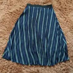 プリーツスカート　ストライプ　サイズM　〈ウエストゴム仕様〉