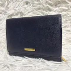 極美品✨バーバリー 三つ折り財布 サフィアーノ ノバチェック L字ファスナー 紺