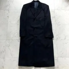 美品 ピュアカシミヤ100% ロングコート 濃紺 2L マキシ丈