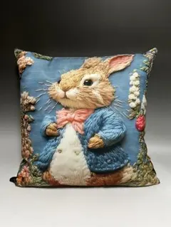 【クッションカバー　ピーターラビット】45㎝×45㎝　ソファ　椅子　リビング