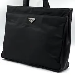 プラダ　トートバッグ　ハンド　ナイロン　レザー　証明書　ロゴ　黒　A4 容量