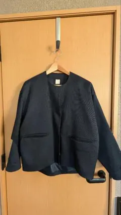 スリースクエア　ノーカラージャケット ネイビー