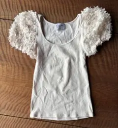 snidel フラワー装飾パフスリーブTシャツ