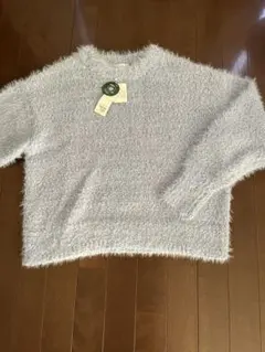 【新品タグ付】ikka ポップコーンシャギーニットLサイズ　サックスブルー