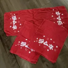 昭和レトロ赤色 フェイスタオル 3枚セット