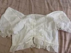 SHEIN 刺繍レース パフスリーブ ブラウス ホワイト L