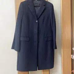 ネイビー ストライプ チェスターコート ユニクロ　カシミヤ混 Ｓ