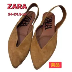 【美品】ZARA フラットシューズ 24-24.5cm パンプスのサムネイル