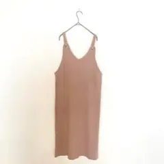 ハリータ ワンピース ジャンパースカート リブ ブラウン ひざ丈 M