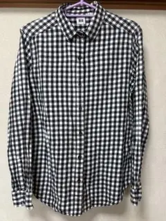 UNIQLO ブラック・ホワイトチェック 長袖シャツ