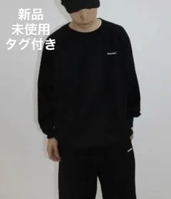 【BROKEN BASE】ワンポイント刺繍裏起毛スウェットクルーネックブラック