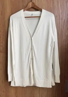 UNIQLO UVカットVネックロングカーディガン M ホワイト