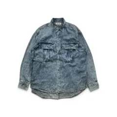 80s エドウィン ケミカルウォッシュ L/S デニムシャツ 日本製 XLのサムネイル