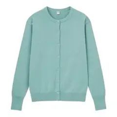 UNIQLO UVカットスーピマコットンクルーネックカーディガン　グリーン　S