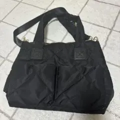 ナイロン キルティング トートバッグ ブラック