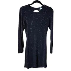 新品　H&M 黒のラメ入り長袖ワンピース size EUR42