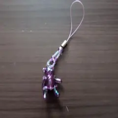 くまのチャーム ストラップ パープル