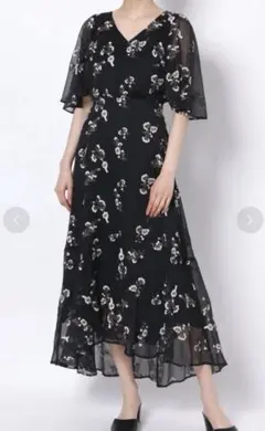 マーキュリーデュオ 楊柳刺繍 バックシャン ロングワンピース