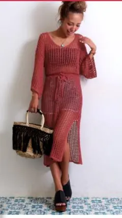 ANAP 鍵編みワンピース ピンク 新品 タグ付き