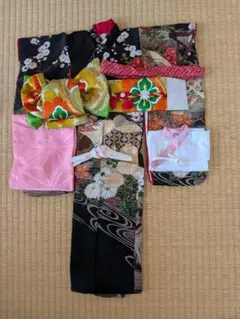 手縫い 正絹着物前掛タスキ下駄付オビツドール27 ジェニー 用アウトフィットのみ 手縫い 正絹着物前掛タスキ下駄付オビツドール27 ジェニー 用アウト